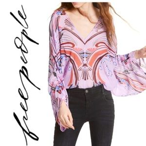 Free People “beneath The Sea” Blouse XS